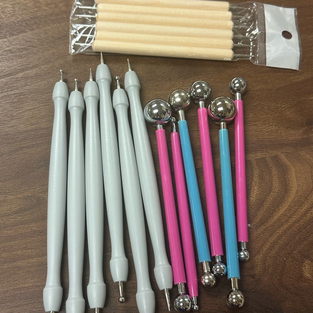 Pink and Blue Art Sculpture Tools Cake Fondant Clay Ceramics and Tweezers